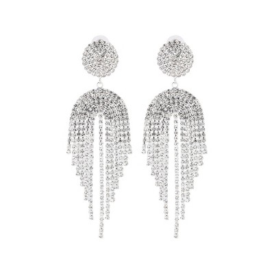 SOHI Women's Crystal Silver The Adeline Drop Earrings