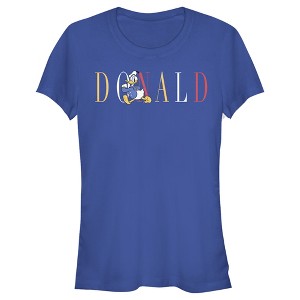 Juniors Womens Mickey & Friends Donald Duck Colorful Text T-Shirt - 1 of 4