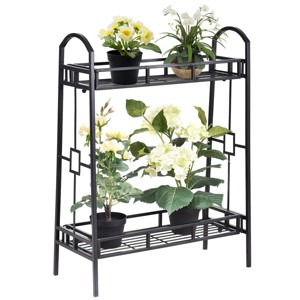 Costway Heavy Duty 2 Tier Metal Flower Pot Rack Plant Display Stand Shelf Holder Decor - 1 of 4