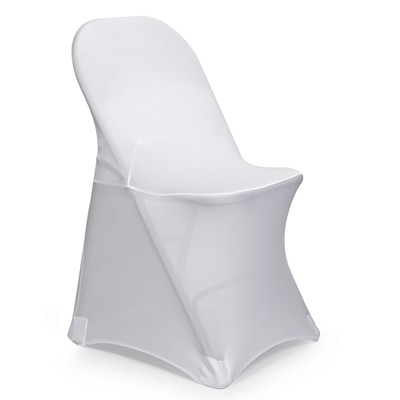 Lann's Linens 10 pcs Fitted Spandex Folding Chair Covers for Wedding/Party,  White - Stretch Fabric Slipcovers