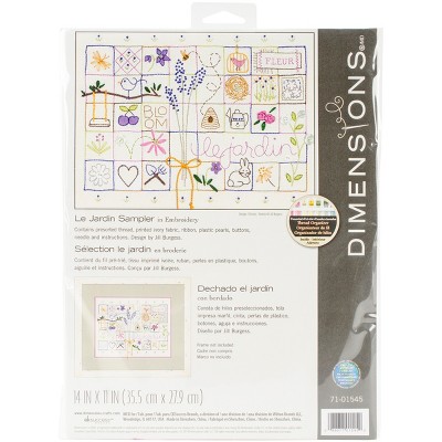 Dimensions Stamped Embroidery Kit 14"X11"-La Jardin Sampler-Stitched In Thread