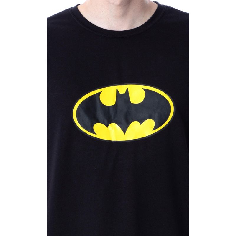 DC Comics Mens' Batman Logo Short Sleeve Shirt Pajama Short Set Black, 5 of 6