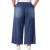 Agnes Orinda Women's Plus Size Drawstring Elastic Waist Wide Leg  Chambray Palazzo Pants with Pockets - 4 of 4