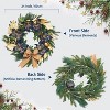 24 Inch Blue Christmas Wreath with Lights, Battery Operated Pre-Lit Artificial Wreath with 20 LED Lights & 8 Modes, Blue Bow & Floral Design - 2 of 4