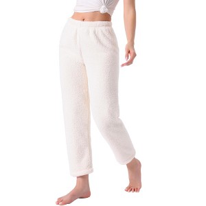 INSPIRE CHIC Women's Pajama Bottoms Fleece Elastic Waistband Loungewear Warm & Soft Long Pants - 1 of 4