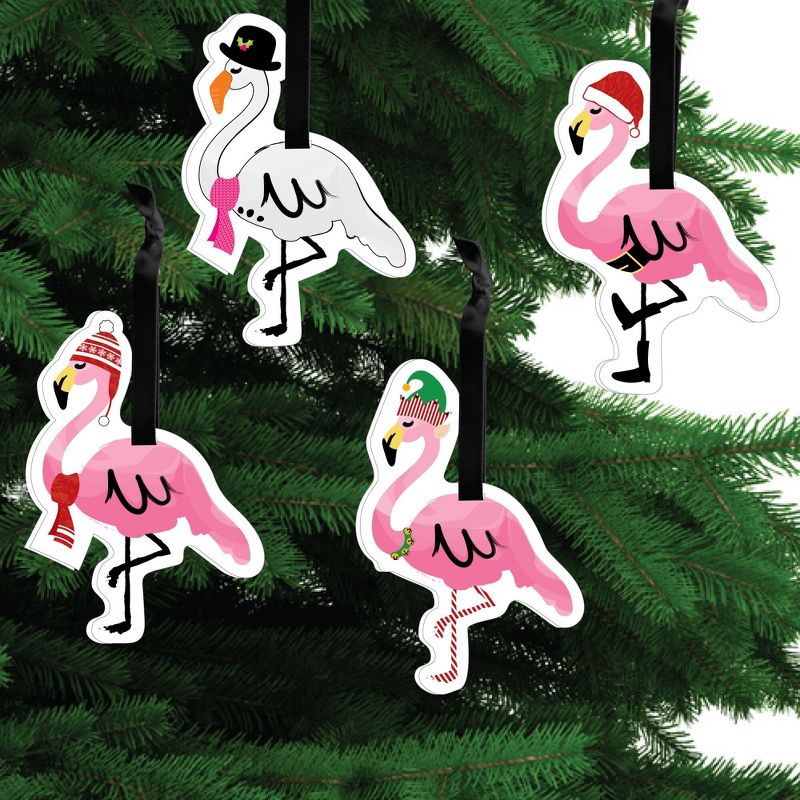 Big Dot of Happiness Flamingle Bells - Tropical Christmas Party Decorations - Christmas Tree Ornaments - Set of 12, 1 of 10