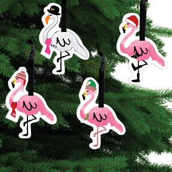 Big Dot of Happiness Flamingle Bells - Tropical Christmas Party Decorations - Christmas Tree Ornaments - Set of 12