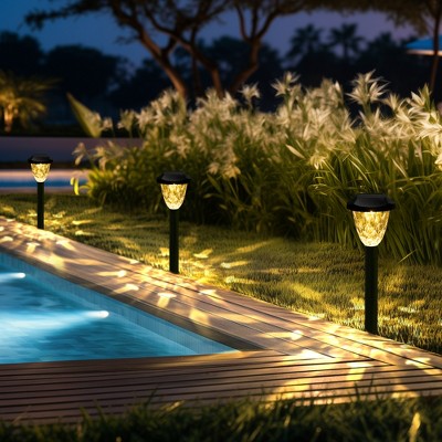 GIGALUMI 8 Pack Solar Pathway Lights, Waterproof Auto On/Off Outdoor Solar Lights for Garden, Walkway and Lawn,Warm White