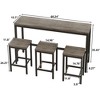 Oversart Modern Design Kitchen Dining Table, Pub Table, Long Dining Table Set with 3 Stools, Easy Assembly, Brown Gray - 4 of 4