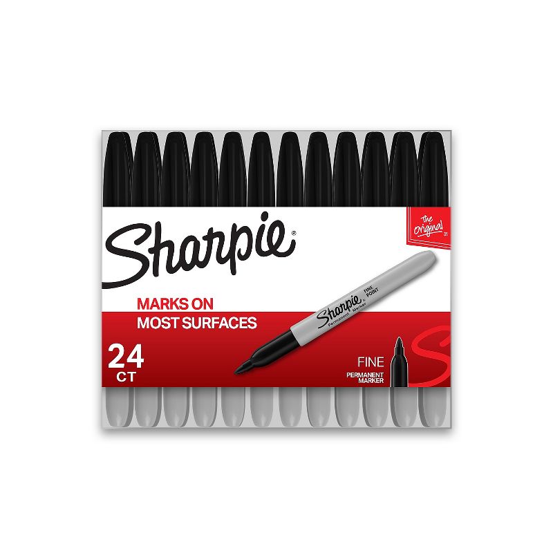 Sharpie Permanent Markers Fine Tip Black 24/Pack (2042918), 1 of 7