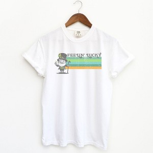 Simply Sage Market Women's Feelin' Lucky Leprechaun Short Sleeve Garment Dyed Tee - 1 of 3