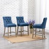 WestinTrends 24" Linen Tufted Buttons Upholstered Wingback Counter Stool (Set of 3) - 2 of 4