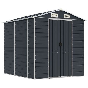 vidaXL Galvanized Steel Outdoor Garden Shed - Ample Storage for Garden Tools and Furniture, Rust-Resistant, in Anthracite Gray - 1 of 4