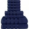 8 Piece Luxury Towel Set, 2 Bath, 2 Hand, 4 Wash Cloths, 600 GSM Ring Spun Cotton, Navy - 4 of 4
