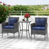 Tangkula 3-Piece Patio Furniture Set PE Wicker Conversation Bistro Set w/ A Tempered Glass Table - 2 of 4