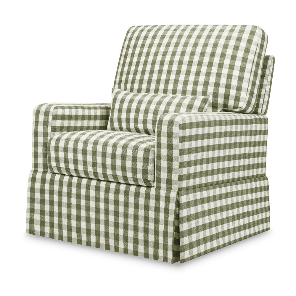 Photos - Coffee Table Namesake Crawford Pillowback Comfort Swivel Glider - Green Gingham