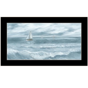 HomeRoots Three Sailboats Ocean Scene Black Framed Wall Art - 1 of 4