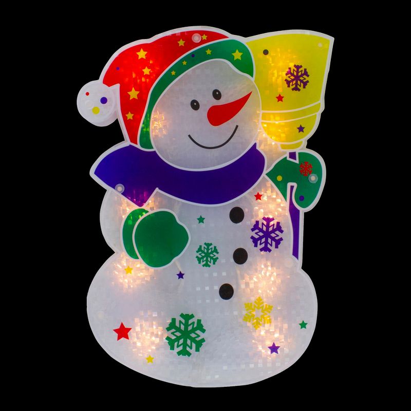 Northlight 12.5" Lighted White Snowman Christmas Window Silhouette Decor, 2 of 4