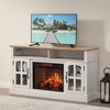 NicBex Modern 58 Inch Fireplace TV Stand Entertainment Center with 2 Glass Doors 23 Inch Electric Fireplace with Realistic LED Flames,Beige - 2 of 4