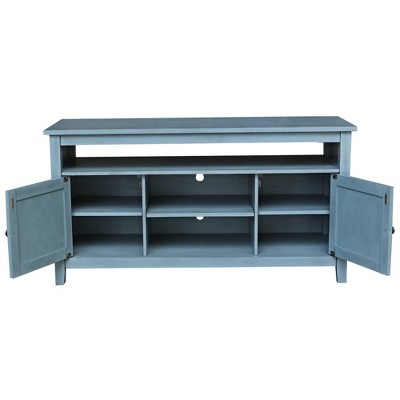 Ocean Blue Solid Wood 60" Entertainment TV Stand with Cabinet