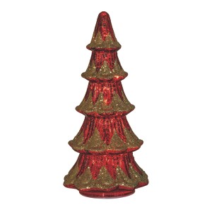 Transpac Glass 12 in. Red Christmas Light Up Antique Style Tree Decor - 1 of 2