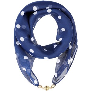 INSPIRE CHIC Women's 1950s Polka Dots Chiffon Square Pendant Necklace Scarves with Magnetic Buckle 1Pc - 1 of 4
