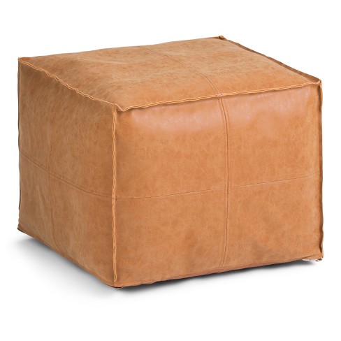 Wellford Faux Leather Woven Cube Brown - Threshold™ : Target