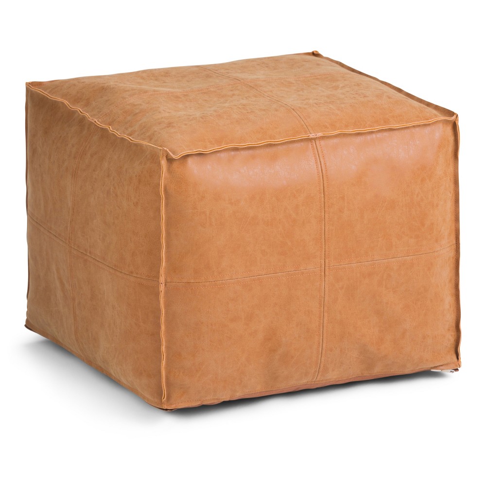 Photos - Pouffe / Bench Wendal Square Pouf Distressed Brown - WyndenHall