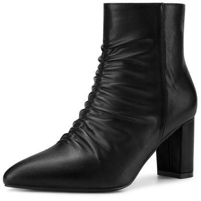 Perphy Women's Pointed Toe Slouched Chunky Heels Ankle Boots