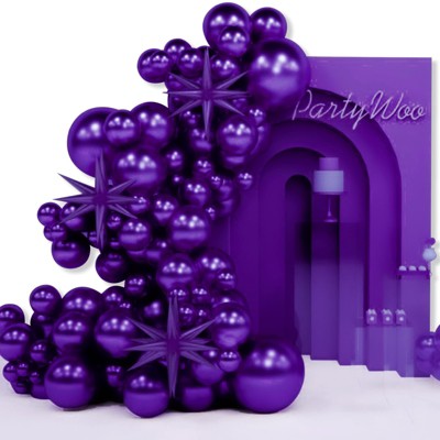 PartyWoo Balloons Purple Dark Royal Foil Starburst 22 Inch 18 12 10 5 Inch 110 pcs