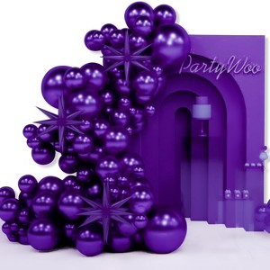 PartyWoo Balloons Purple Dark Royal Foil Starburst 22 Inch 18 12 10 5 Inch 110 pcs - 1 of 4