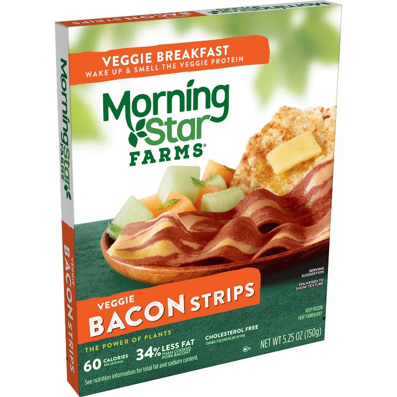 Morningstar Farms Veggie Breakfast Bacon Frozen Strips - 5.25oz, 1 of 12