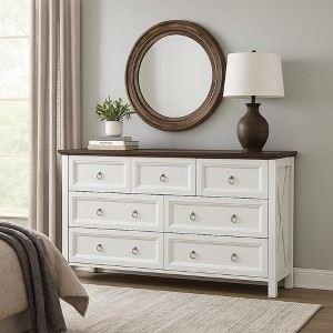 Angel Sar 7-Drawer Rustic Wood Dresser TV Stand, Farmhouse Storage Cabinet for Bedroom or Living Room - 1 of 4
