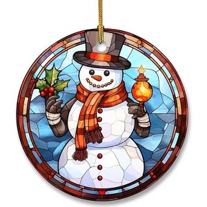Lomsoe Christmas Snowman Ceramic Ornament Snowman Christmas Hanging Ornament Snowman Ornament Christmas Tree Decor Retro Funny Snowman Hanging Decor - 1 of 1