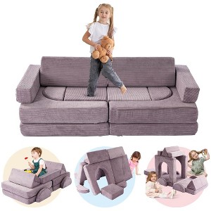 Vipbear Kids Couch - 14Pcs Modular Kids Play Sofa,Convertible Foam Toddler Child Sectional Sofa,Diy Creativing Playroom Furniture For Toddlers，Purple - 1 of 4