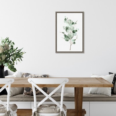 Eva Watts Green Eucalyptus Watercolor Canvas Print with Frame