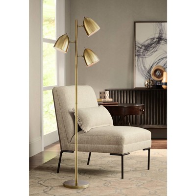 Aaron Mid-Century Modern Adjustable Black and Brass Floor Lamp