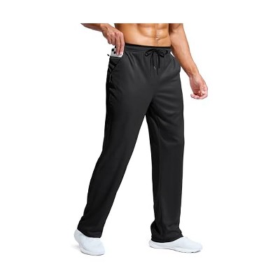 Lomsoe Men's Lightweight Mesh Sweatpants Loose Fit Open Bottom Athletic Workout Gym Pants with Zipper Pockets