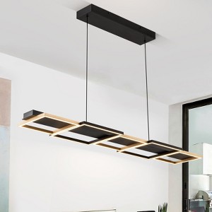 LLHZSY Rustic Aluminum Dimmable Rectangle LED Linear Chandelier Adjustable Kitchen Island Lights - W45.08" - 1 of 4