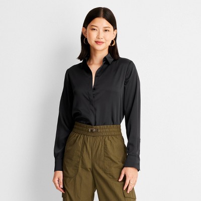 Women's Long Sleeve Button-front Shirt - A New Day™ : Target