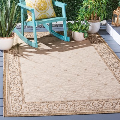 Elegant Easy-Care 4' x 5'7" Flat Woven Synthetic Area Rug in Natural Brown