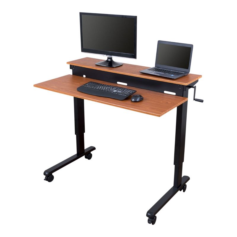 Stand Up Desk Store Crank Adjustable Two Tier Standing Desk with Heavy Duty Steel Frame, 1 of 5