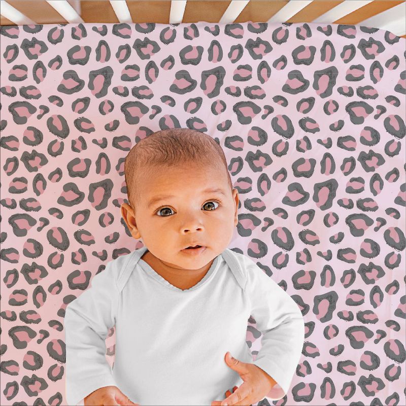 The Peanutshell Leopard Blush Baby Crib Bedding Set - Pink/Animal - 3pc, 5 of 9