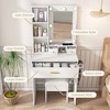 Okak Modern Vanity Table with Mirror & Adjustable LED Lights,Storage Dressing Desk with Power Outlet & Stool,Makeup Table for Small Bedrooms - 3 of 4