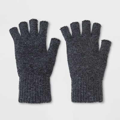 gray fingerless gloves