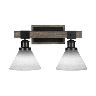 Toltec Lighting Tacoma 2 - Light Vanity in  Black/Painted Wood with 7" White Muslin Shade