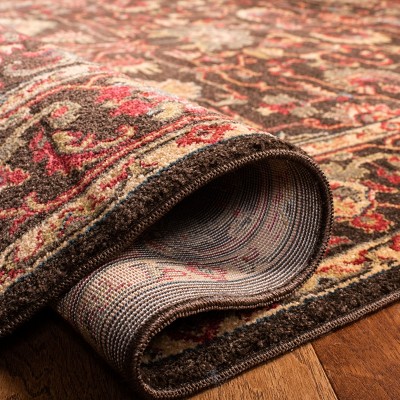 Mahal 3' x 5' Red and Brown Synthetic Area Rug