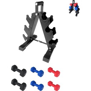 PVC Coated Dumbbell Set, Hexagon Weights Dumbbells Set with Rack/Box, Packed in Pairs, Anti-Slip, Multiple Weight Options, Workout Equipment - 1 of 4