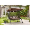 COWLOWN Brown 3 Seat Outdoor Swing for Adults, Rattan Patio Swing, Removable Cushion, Stand, Perfect for Garden and Deck - 2 of 4