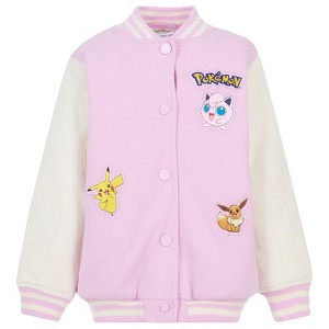 Pokemon Girls French Terry Varsity Bomber Jacket Little Kid to Big Kid - 1 of 4